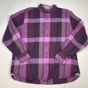 Tommy Bahama Mens XXL Long Sleeve Plaid Button Down Shirt Purple Plum Check